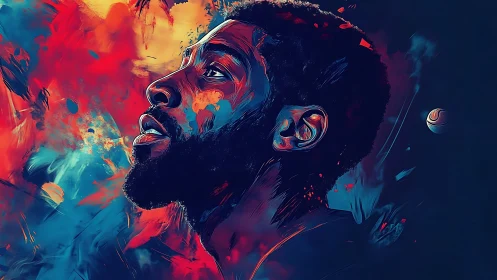 Profile portrait in saturated abstract color field study.