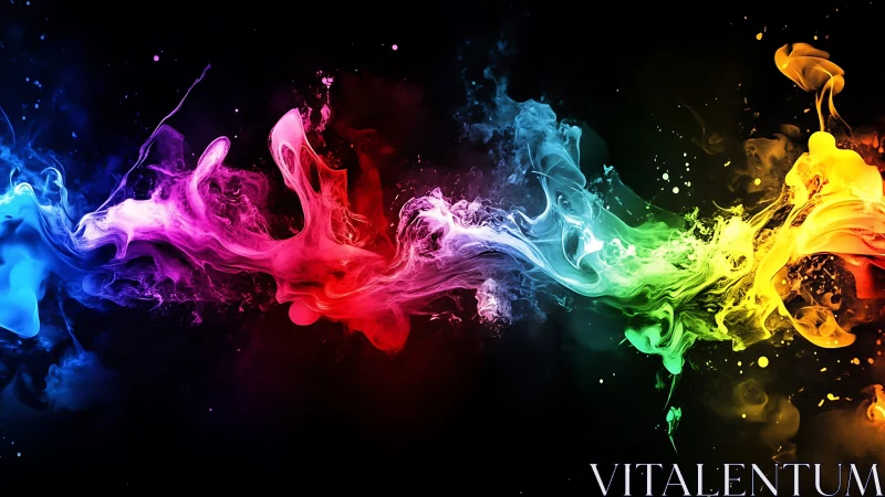 Colorful smoke river dancing across a dark night sky.