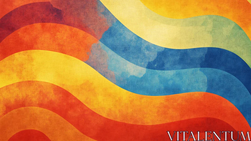 Sunlit color waves drift across a retro-textured horizon.