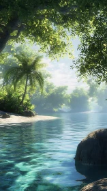 Emerald Cove Dreams: Where Jungle Whispers Meet Turquoise Waters.