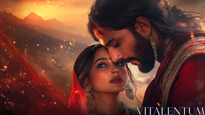 Mountain Romance Ablaze in Golden Hour Splendor.