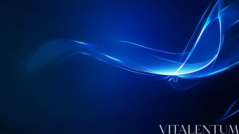 Blue light wave curves on dark abstract background.
