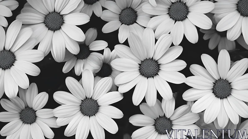 Monochrome Daisies Close-Up Detailed Floral Study