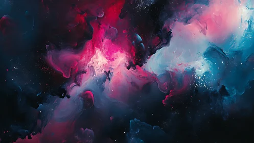 Nebula-inspired abstract clouds in vibrant pink and teal.