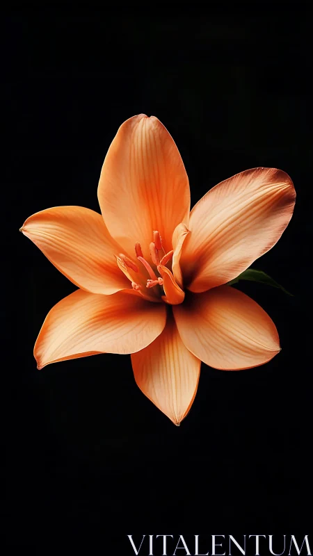 Orange Amaryllis Flower on Black Background