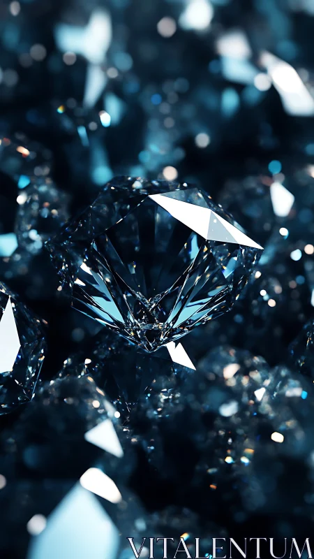 Sharp-cut diamond cluster with cool blue reflections.