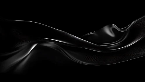 Flowing black abstract waves on dark minimalist ground.