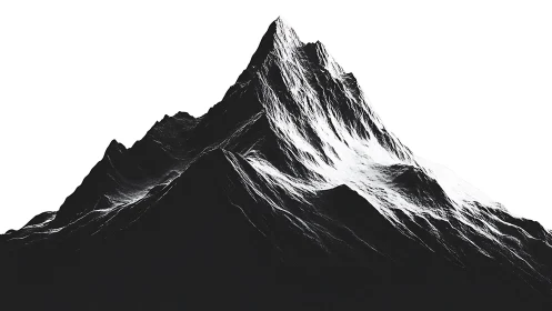 Stark monochrome mountain peak rises in bold graphic silence