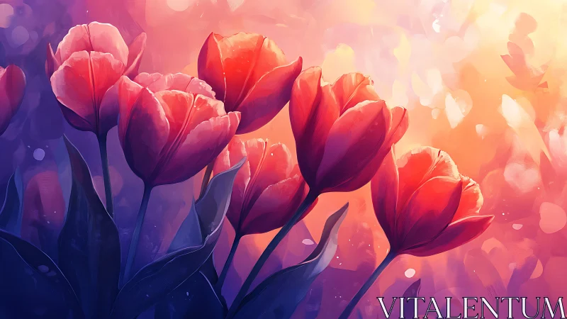 Luminescent Tulip Specimens with Chromatic Gradient Rendering Technique