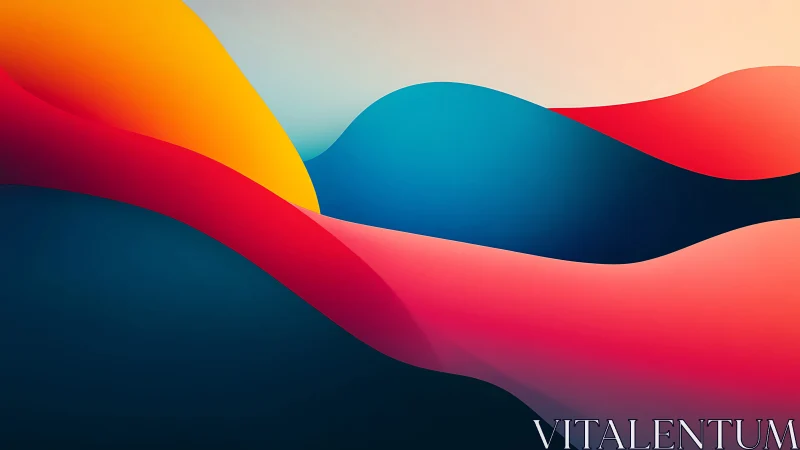 Curved overlapping color bands form layered abstract gradient