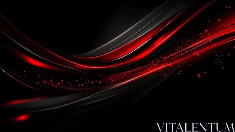 Abstract Black and Red Wave Background with Light Effects.