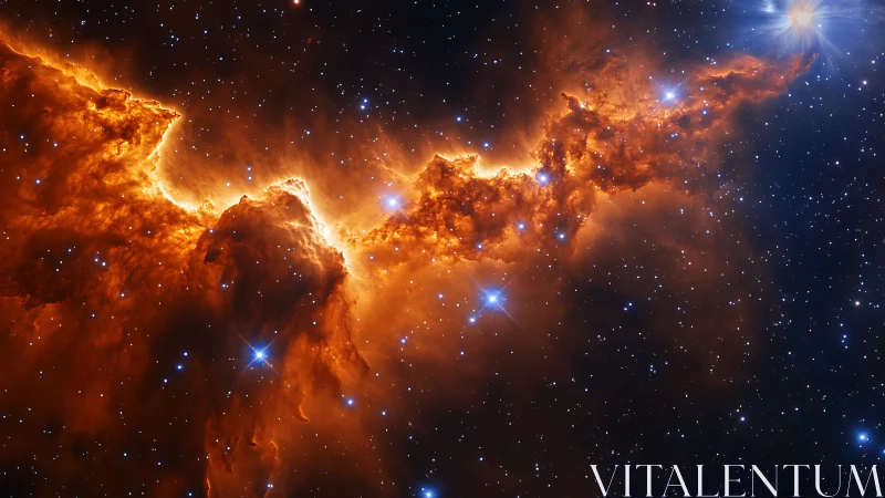 Stellar firestorm unfurls across a jeweled midnight cosmos.