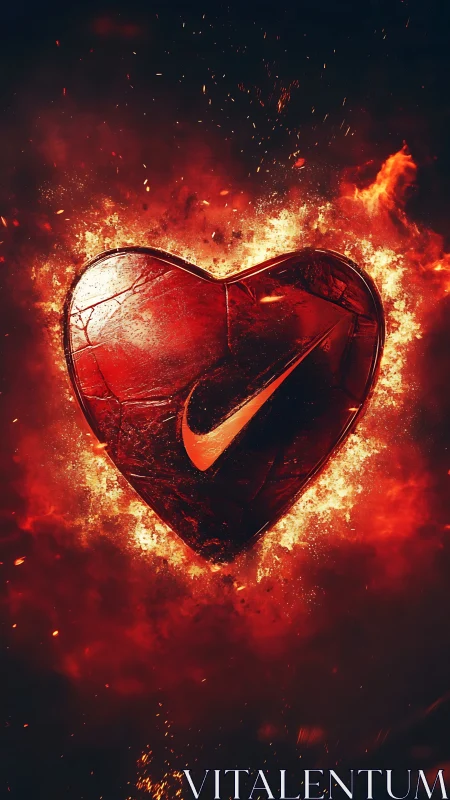 Fiery Heart Glowing with Passion and Strength.