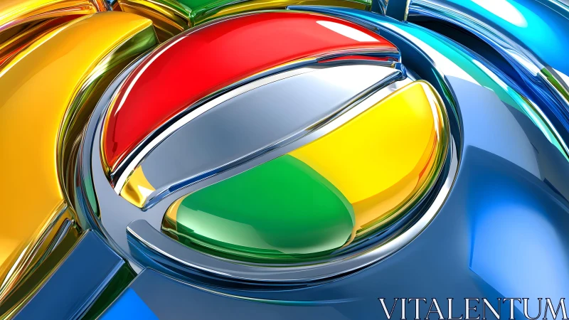 Chrome Browser Logo in Vibrant 3D Abstract Digital Art Style.