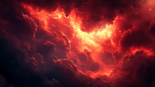 Digital rendering shows dense red storm clouds with bright core