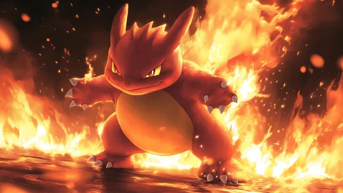 Charizard Erupts Through Inferno: Fiery Creature Commanded by Explosive Force.
