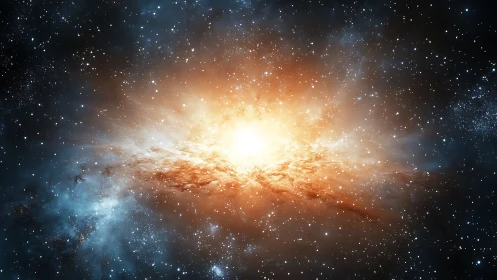 Cosmic nebula explosion with radiant orange stellar core.