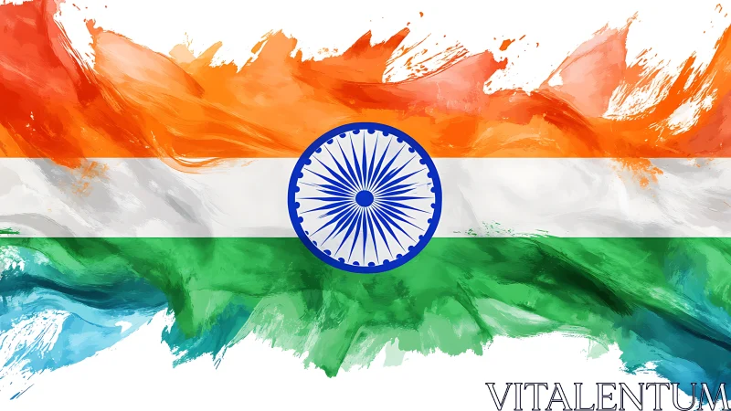 Indian national flag with abstract brushstroke background.