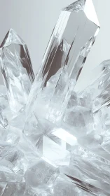 Transparent quartz crystal cluster rendered with high-specular detail