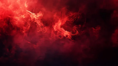 Crimson Fire Tendrils Against Deep Shadow.
