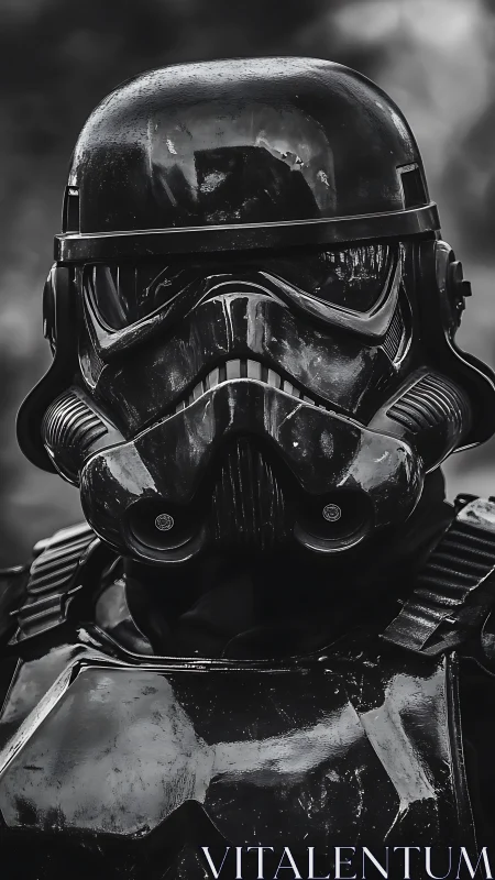 Midnight armored sentinel studies the storm of distant stars