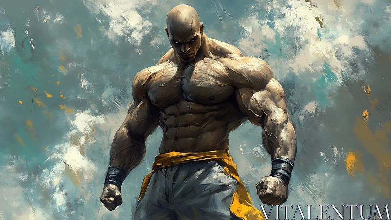 Stormforged warrior awakening beneath painted tempests.