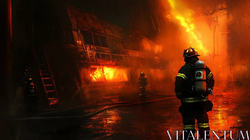 Firefighters Battle Inferno in Intense Urban Blaze.
