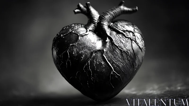 Anatomical Heart Sculpts Drama in Monochrome Darkness