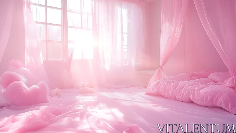 Cotton candy sunbeams drift through a rosy dreamroom.