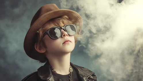 Young Dreamer Gazes Upward with Confidence and Wonder