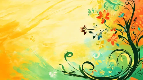 Gradient Background with Ornamental Floral Scrollwork.