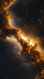 Stellar nebula ridge glows against dense starfield void