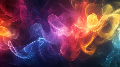 Shimmering ribbons of colorful light dance across deep space