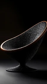 Cozy sculpted wicker chair in a warm, modern spotlight.