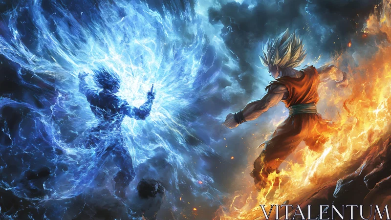 Elemental warriors collide in roaring fire and tidal lightning.