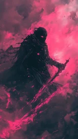 Voidwraith in neon stormlight brandishes a burning blade.