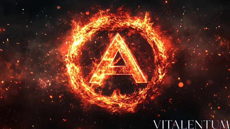 Letter A Engulfed in Flames. Fiery Typography Design.