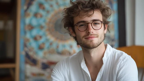 Gentle portrait of a relaxed young man in soft daylight
