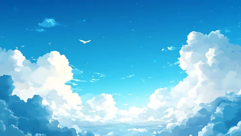 Daydreaming sky cathedral of clouds and drifting wings.