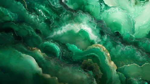 Emerald currents swirl like galaxies in liquid stone