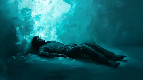 Soft blue stillness around a resting, quietly dreaming soul.