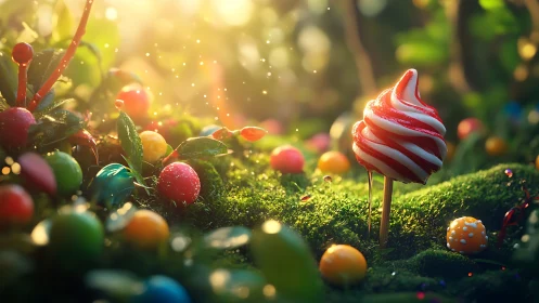 Candy grove at golden hour, where sweets bloom softly.