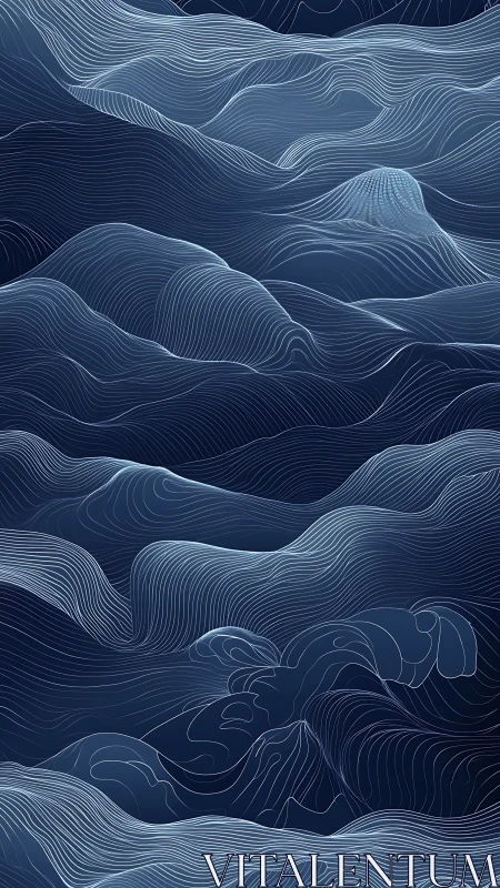 Layered contour lines form abstract flowing wave landscape