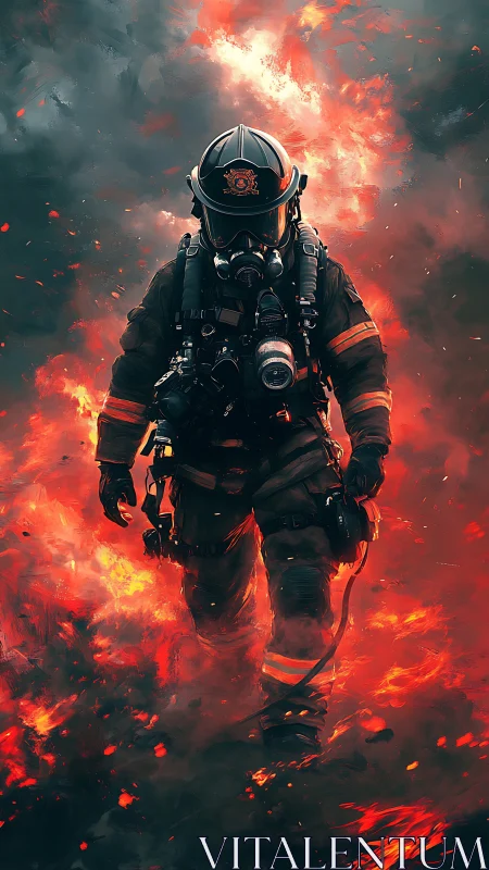 Firefighter's Courageous Stand Against the Flames.