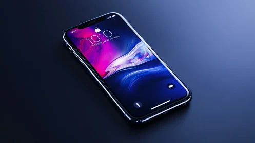 Modern smartphone displaying vibrant abstract lock screen design