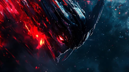 Shard-forged infernal mech head streaking through nebular void.