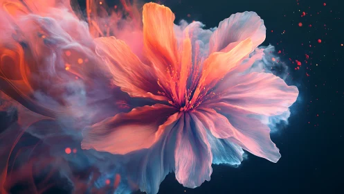 Spectral fluid-dynamics blossom with luminous particulate diffusion.