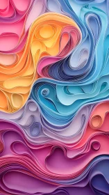 Layered chromatic paper waves with fluid abstract gradients.
