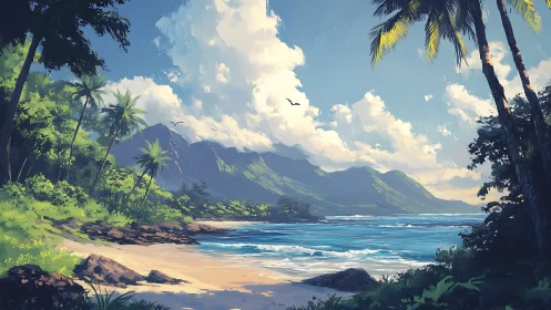 Tropical Paradise Where Mountains Kiss Turquoise Waves