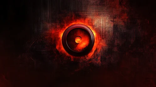 Glowing red ring core radiates within dark textured void